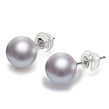 Nonnyl 14K Gold Handpicked AAA+ Quality Freshwater Cultured White Pearl Stud Earrings for Women (white-gold 5mm)