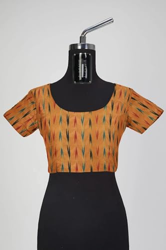 Image of Cotton Pochampally ikat unstitched blouse, Kurthi, long frock fabric material for women (1 meter, 2 meters & 3 meters)