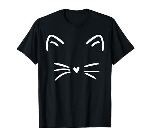 Funny Cute Cat Face Heart Nose Cat Lover T-Shirt for Men Women Girls Kids