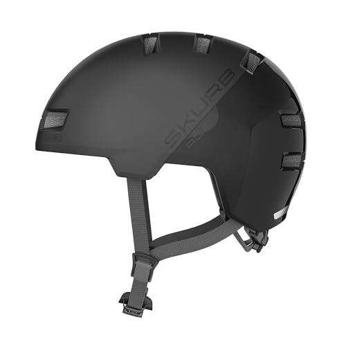 ABUS Stadthelm Skurb ACE - Stylischer Fahrradhelm im Alltag, beim Skaten, BMX-Fahren oder Longboarden - Schwarz, Größe M