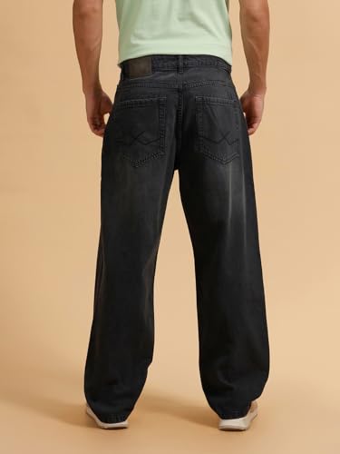 Image of WROGN Men's 100% Cotton Mid-Rise Jeans | Loose Fit