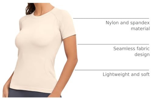 Image of MathCat Seamless Workout Tops for Women, Short Sleeve Compression Athletic Shirts Soft Yoga Gym Tops XS-XL
