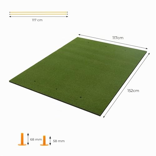 Miniatura 5 de Lifezeal Alfombrilla De Práctica De Golf, Alfombra De Tee De Golf Con 6 Posiciones De Tee, Alfombrilla Para Entrenamiento De Golf Deportivo Con 2 Tees Y Palos Direccionales De 90 Cm 152x117x2,5cm
