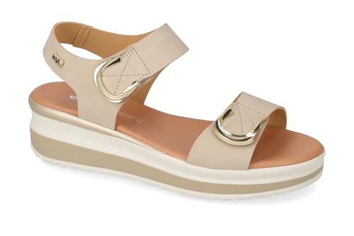 Sandales pour femme en cuir beige idéales pour le printemps