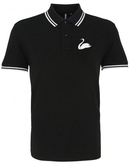 Swansea 1960s Retro Football Iconic Polo Embroidered Logo Black/White
