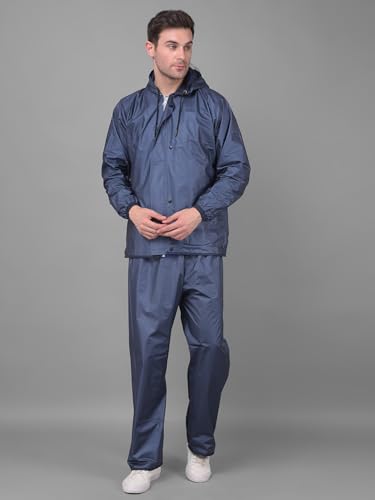 Image of Dollar Rainguard Men's Reversible Full Sleeve Solid Raincoat Set With Adjustable Hood and Pocket