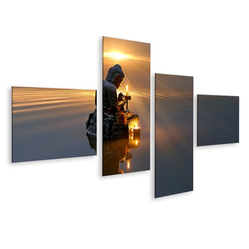 Impression sur toile Bouddha mystique islandburner décoration murale zen 4 pièces