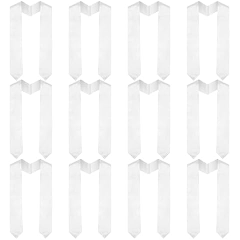 12 Pcs Plain Graduation Stole, Graduation Stole Class of 2025, White Graduation Sash, Classic End With Trim Unisex Adult 70" Graduation Stole for Academic Commencements Cover