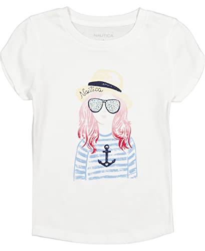 Image of Nautica Girls' Short Sleeve Legacy T-Shirt with Fun Graphic Design, Cotton Tee with Tagless Interior