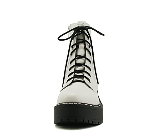 Image of Soda FLING Women Chunky Lug Sole Lace up Fashion Combat Ankle Boot w /Side Zipper