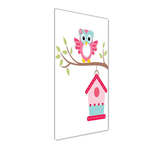 Image sur verre acrylique de chouette rose pour illuminer la chambre d'enfant Tulup