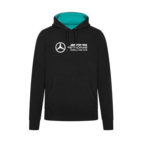 Mercedes AMG Petronas F1 Men's Hoodie with Large 3D Team Logo Execution - Black - Size: XL