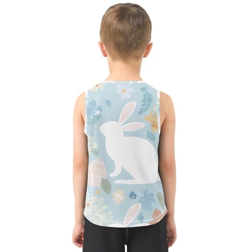Bolaz Boys Athletic Quick Dry Tank Top Sleeveless Workout T Shirts Age 11-15,Rabbit and Flowers Pattern3
