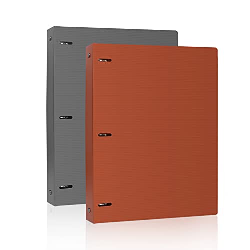 Toplive 3 Ring Binder, [2 Pack] 1 Inch Binder Folder Presentation View Binders Hold Up To 220 Sheets A4 Size/Letter Size Paper With Clear Inside Pocket For School Office - Orange And Grey #TOP11