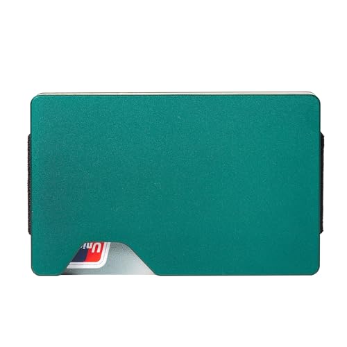Image of Minimalist Wallet for Men, Slim Metal RFID Blocking Wallet Credit Card Holder Money Clip & Cash Strap, Scratch-Resistant Holds 15 Cards,Ideal Gift for Men | Matte Forest Green