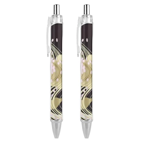 2本セット ボールペン 油性ボールペン 桜 黒と金 和風 和柄 ノック式 ジェルボールペン 0.5mm 黒インク かきやすい 事務用 学生 子供用 筆記具用 文房具 オフィス 入学お祝い