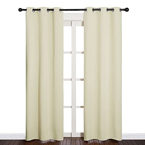 Image of NICETOWN Blackout Curtains for Bedroom, Thermal Insulated Curtains & Drapes with Grommet Top for Living Room, Privacy Window Treatment Draperies (Beige, 34 W by 84 L, Set of 2)