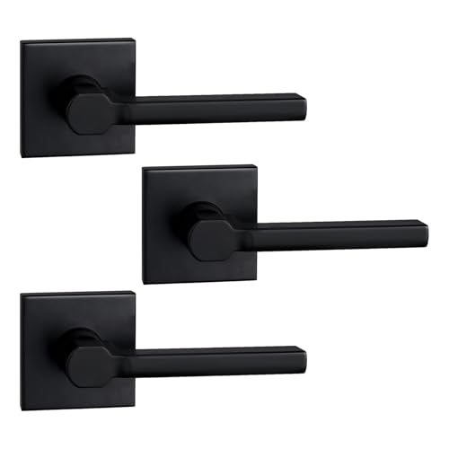 Image of NEWBANG Single Sided Dummy Door Handle for Closet or Pantry, Non-Turning Matte Black Reversible Interior Push /Pull Lever, HD1601-DB-Dummy-3P