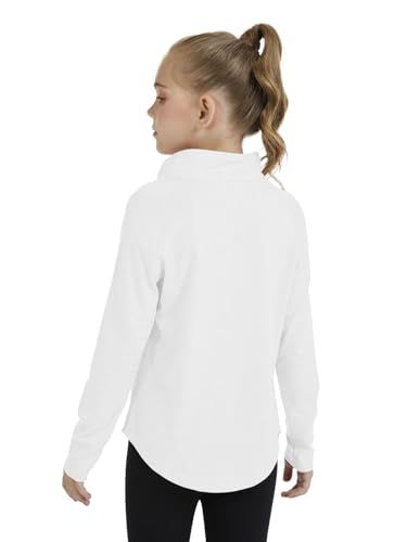 Girls Fashion Shirts Long Sleeve 1/4 Zip Pullover Trendy Tshirt Kids Cute Fall Athletic Workout Tops Basic Tees 5-14 Years4