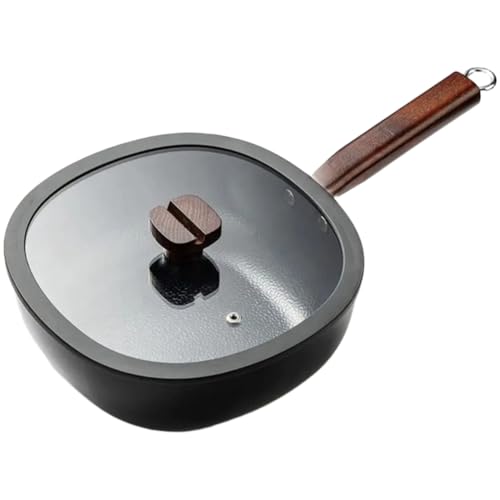 Opatiny Padella wok quadrata martellata, 24 x 18 x 9 cm, in ferro e titanio, per friggere, soffriggere e friggere, superficie di cottura sana non rivestita, colore: nero