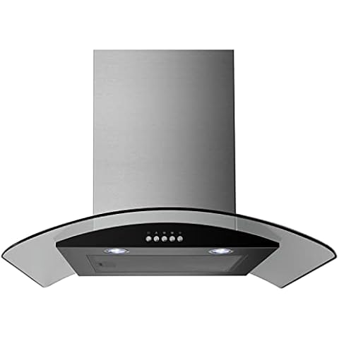 electriQ 60cm Stainless Steel Curved Glass Chimney Cooker Hood - 5 Years Parts and 2 Years Labour Cover