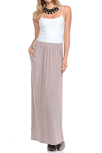 Pastel by Vivienne Women's Maxi Skirt with Elastic Waistband and Pockets