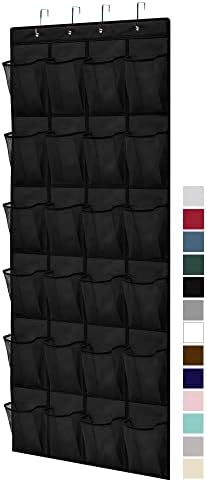 Gorilla Grip Shoe Holder Rack for Over the Door, 24 Mesh Pockets Hold up to 40 Pounds, Back of Closet Organizer, Behind Door Hanger, Nonslip Holders, Shoes, Sneakers and Home Accessories, Black