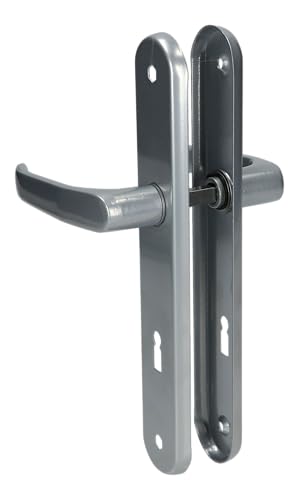 MonJar Langschild Türbeschlag Türdrücker Türgriff Türklinke Drückergarnitur Links Rechts 72mm (Buntbart BB Silber)