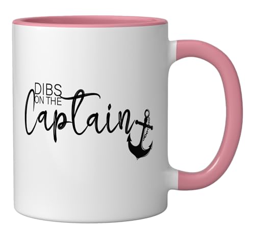 Taza de cerámica Dibs on the Captain rosa y blanca miniatura 2