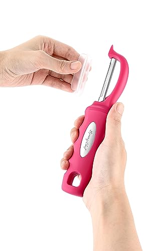 Image of Spring Chef Swivel Vegetable Peeler for Kitchen w /Soft Grip Handle, Pink