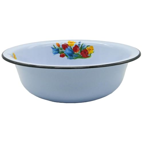 rukauf Emaille Schüssel mit Motiv RUND 9 Liter ca 38-40cm Durchmesser/Retro Nostalgie Geschirr
