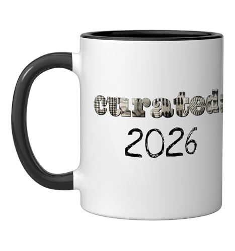 Taza de cerámica de 11 onzas negro y blanco miniatura 1