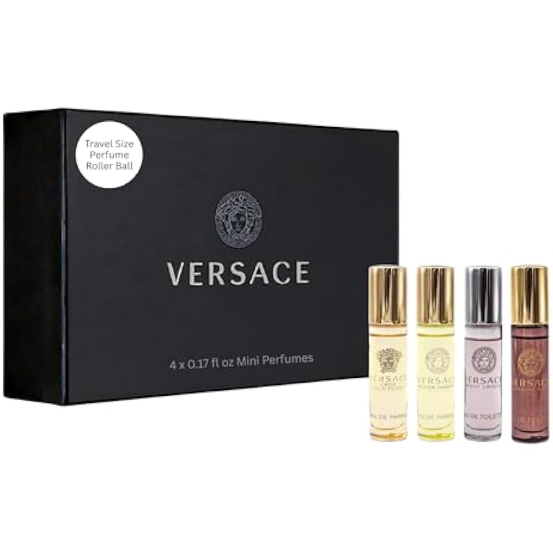 Versace Perfume for Women Variety Mini EDT Rollerball 4-Piece Gift Set – 0.17 Ounce Each