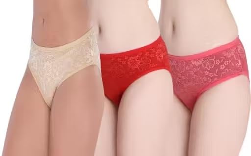 Soft Net Fabric Women Panty Set with Lightweight Breathable Comfort for Daily Use Pack of 3 Multi 2 M-picture-30