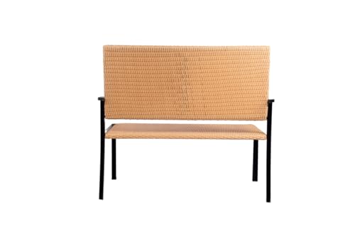 Image of Amazon Brand - Solimo Rattan and Wicker 2 Seater Garden Bench | Durable Outdoor Park Bench for Balcony Patio, Living Room, Terrace | Ideal Indoor and Outdoor Seating Furniture (Light Brown)