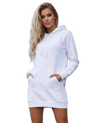 OZONEE Damen Hoodie Kapuzenpullover Lang Sweatjacke Sweatkleid Winterkleid...