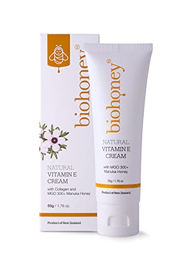 Natürliche Vitamin E Creme mit Manuka-Honig 300+ MGO, Kollagen, Avocadoöl, Aprikosenkernöl und Nachtkerzenöl für eine jüngere und gesunde Haut – nur mit natürlichen Inhaltsstoffen