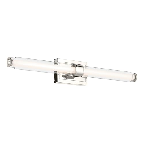 Kichler Laurene 31" LED Linear Bath Bar Vanity Light Fixture with Clear Glass in Polished Nickel for Bathroom Over Mirror, Modern Wall Mount (31" x 5"), 55239PNLED