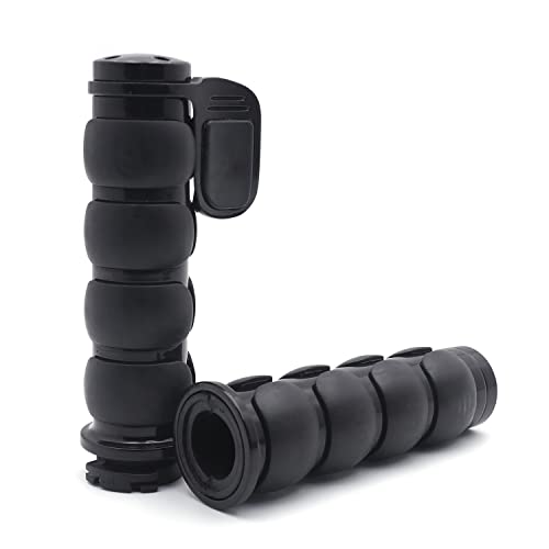 HTTMT TRHB114F-25-BK Black Rubber Hand Grips 1 inch 25mm Pair Compatible with Harley Davidson Softail Fat Boy FLSTF Kawasaki Vulcan Suzuki Intruder Road Star V Star