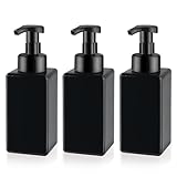 3 Pack Foaming Soap Dispenser Empty Plastic Foam Pump Bottle Refillable Foam Soap Bottle Dispenser for Shampoo Liquid Soap Face Wash (Black, 450ml/15oz)