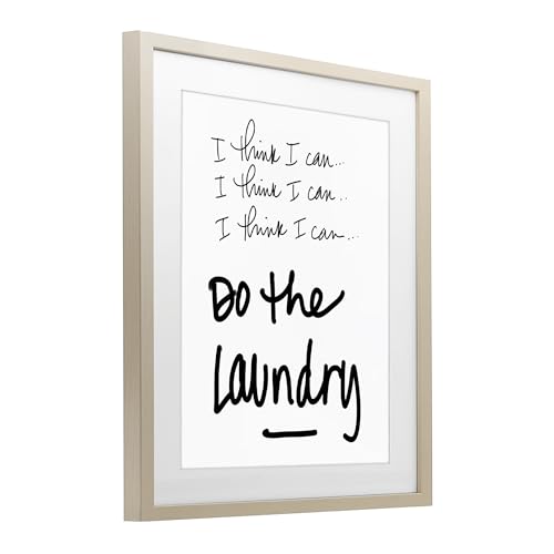 Affiche Think I Can Do Laundry encadrée verre Stupell Industries décoration marron