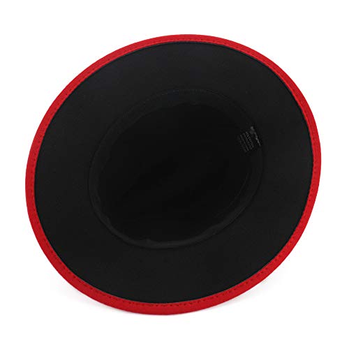 image for Eric Carl Trend Red Black Patchwork Wool Felt Jazz Fedora Hat Casual M