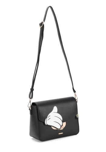 Bolsa Transversal Minnie BMK78607 luxcel, Couro Sintético, Preta com Detalhes Vermelhos (P, Mickey)