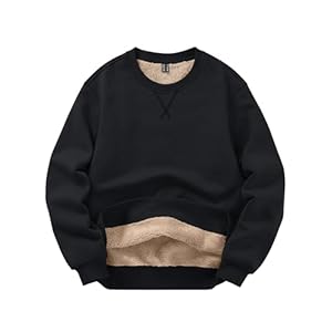 [KEFITEVD] スウェットシャツ レディース 裏起毛 ふわふわ トレーナー 厚手 インナー 無地 丸首 防寒着 ゆったり アウトドア 登山 スキーウェア トップス 秋冬 ブラック M" 