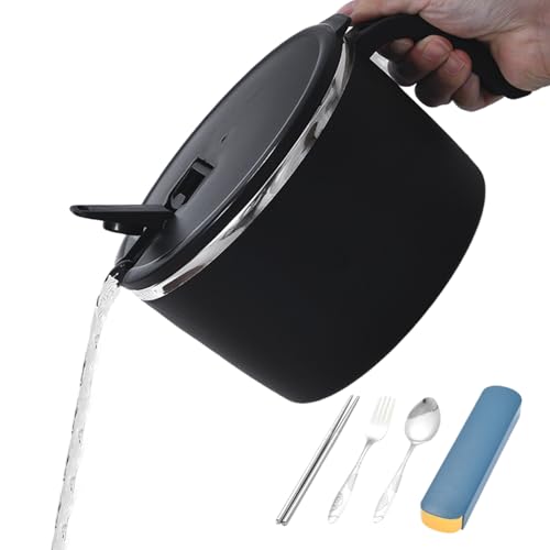 Noodle Soup Bowl 1350ml Stainless Steel Pasta Cooker Cups with Lid and