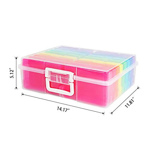 Naivees 4" X 6" Photo Storage Case With Handle, 16 Inner Photo Organizer Keeper, Extra Large Storage Picture Boxes, Seed Storage, Transparent Craft Keeper (Multicolor-16 Pack Inner Box) #TOP2