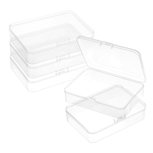 Josojoou 5 Stück Aufbewahrungsboxen Klein Transparente Kleine Box Mit Deckel Plastikbox Mini Dosen Kunststoff Rechteckige Organizer Boxen Zum Sammeln Von...