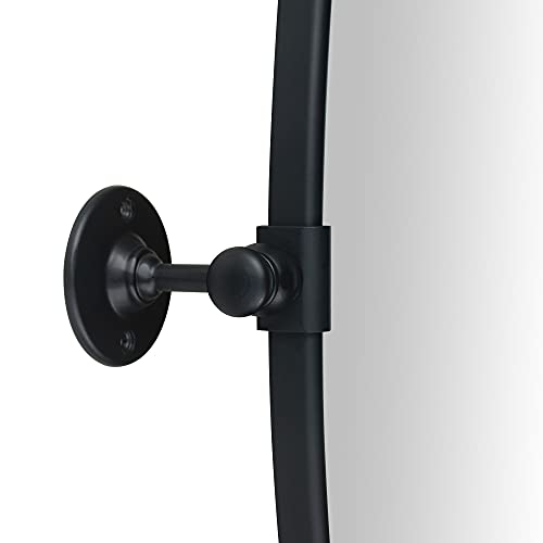 Image of TEHOME Farmhouse Black Oval Metal Pivot Bathroom Vanity Mirror Tilting Beveled Vanity Mirrors for Wall, Overall 23.99 x 30 inches (Mirrror 20 x 30 inches)