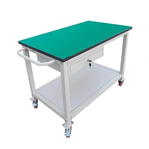 GRRICEPL Établi Antistatique, Table De Travail avec Cadre en Aluminium Épais, Chariot De Table Antistatique en PVC, pour Poste De Travail, Atelier, Banc D'essai, Manutention(Green/B,80x80x75 MC)