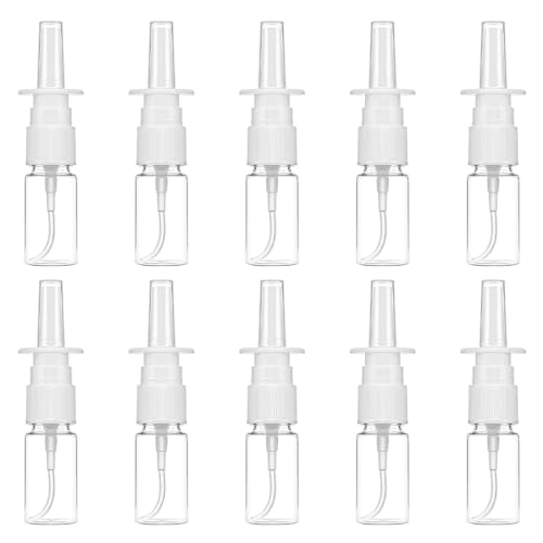 JEYORZY 10Pcs Botellas de Aerosol Nasal 10ml, Botella de spray nasal reutilizable,pulverizador nasal de plástico fino, Vacía Botellas de Pulverizador con Embudo, para Agua, Perfume, Aceites Esenciales
